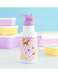 Stainless steel drink bottle: Flower garden