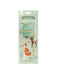 Lid, straw & brush set: Forest Friends