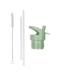 Lid, straw & brush set: Blossom - sage