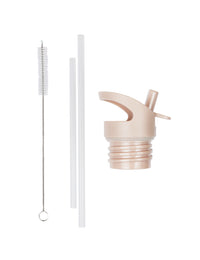 Lid, straw & brush set: Blossom - pink