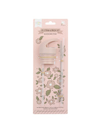 Lid, straw & brush set: Blossom - pink