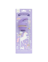 Lid, straw & brush set: Unicorn Dreams