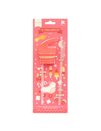 Lid, straw & brush set: Fun