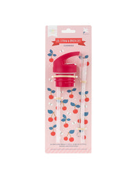 Lid, straw & brush set: Cherries