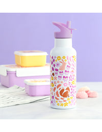 XL stainless steel drink bottle: Flower garden