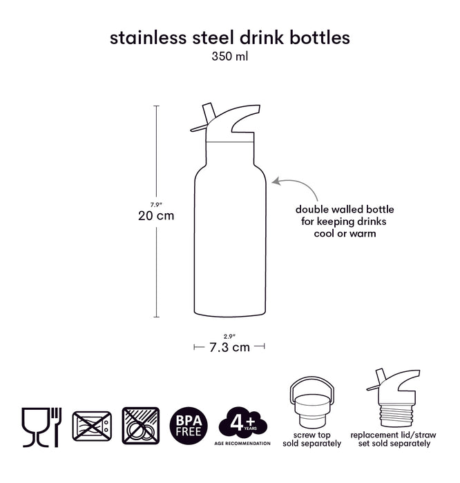 Stainless steel drink bottle: Blossoms - sage