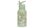 Stainless steel drink bottle: Blossoms - sage