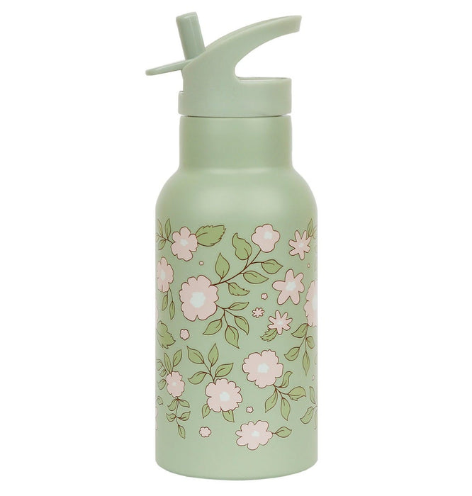 Stainless steel drink bottle: Blossoms - sage