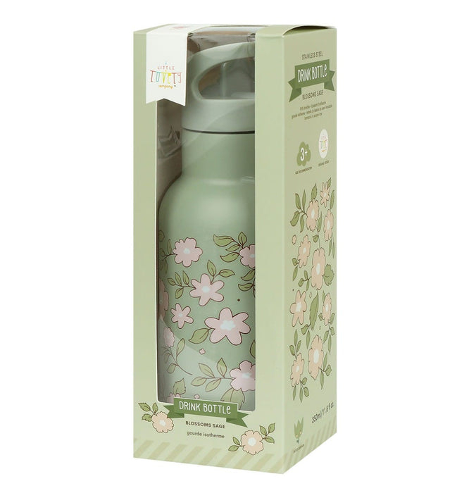 Stainless steel drink bottle: Blossoms - sage