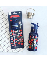 Lid, straw & brush set: Strawberries