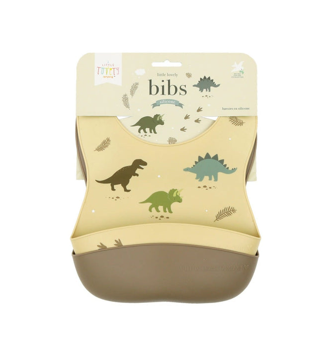 Silicone bibs set of 2: Dinosaurs