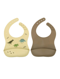 Silicone bibs set of 2: Dinosaurs
