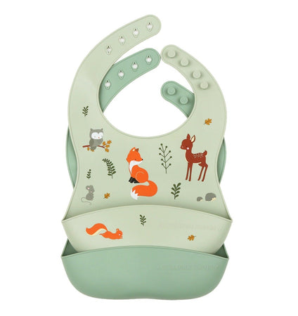 Silicone bibs set of 2: Forest Friends