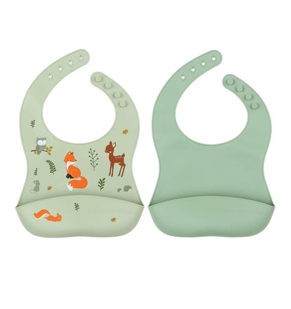 Silicone bibs set of 2: Forest Friends