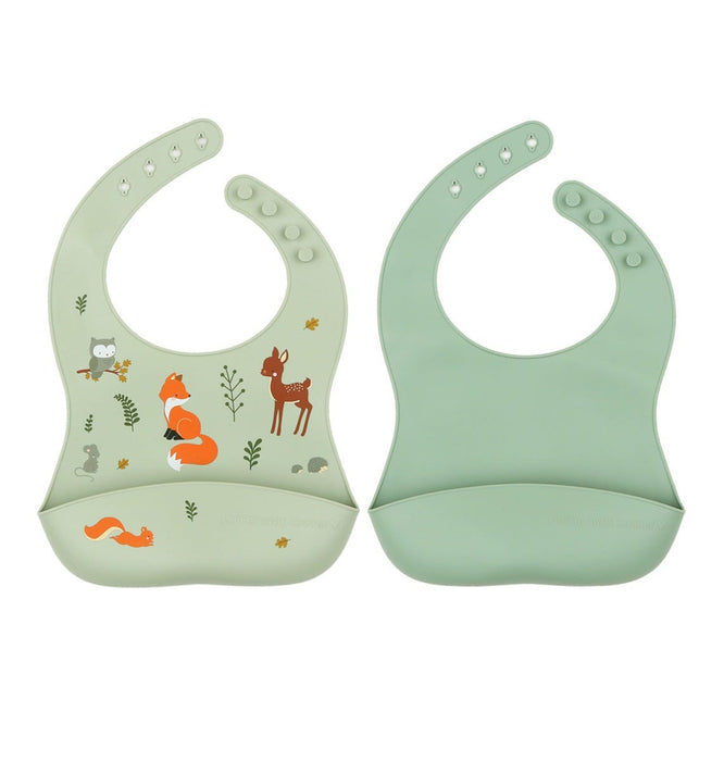 Silicone bibs set of 2: Forest Friends