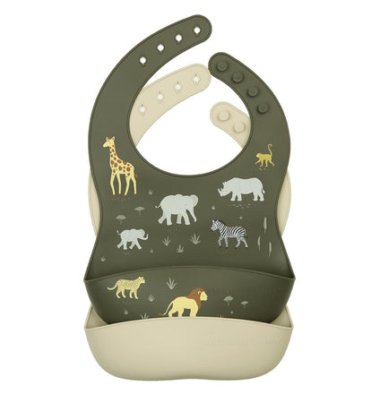 Silicone bibs set of 2: Savanna