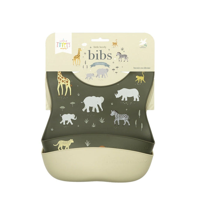 Silicone bibs set of 2: Savanna