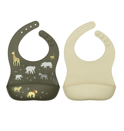 Silicone bibs set of 2: Savanna