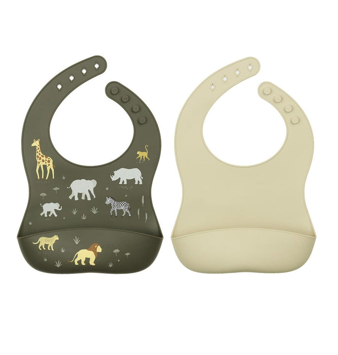 Silicone bibs set of 2: Savanna