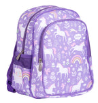 zijaanzicht paarse Unicorn rugzak 