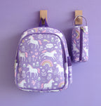 paarse unicorn rugzak met bijpassend etui