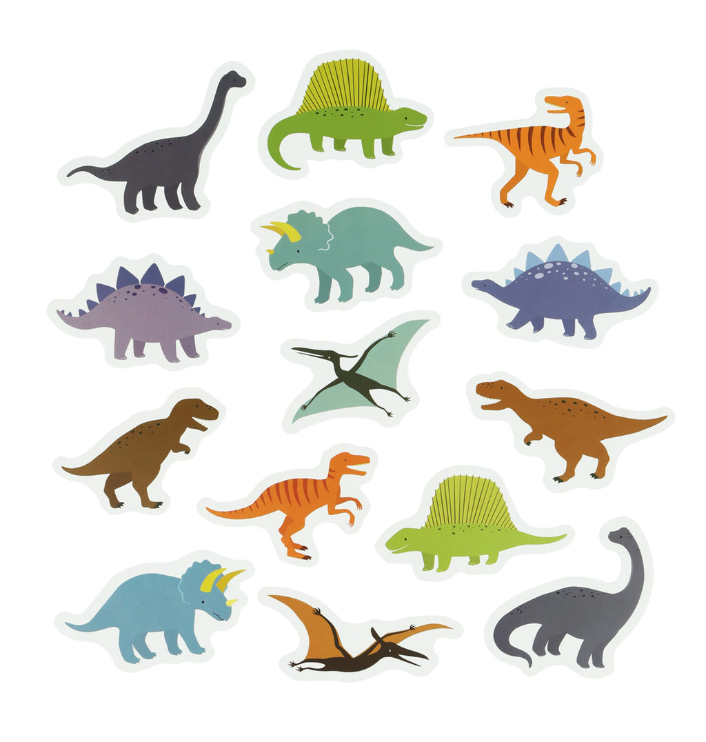 overzicht van dinosaurus vormen van speelgoed voor in bad van a little lovely company