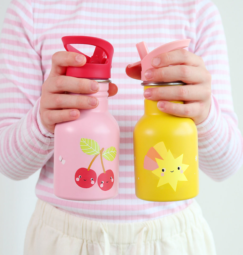 Little stainless steel drink bottle: Happy cherries