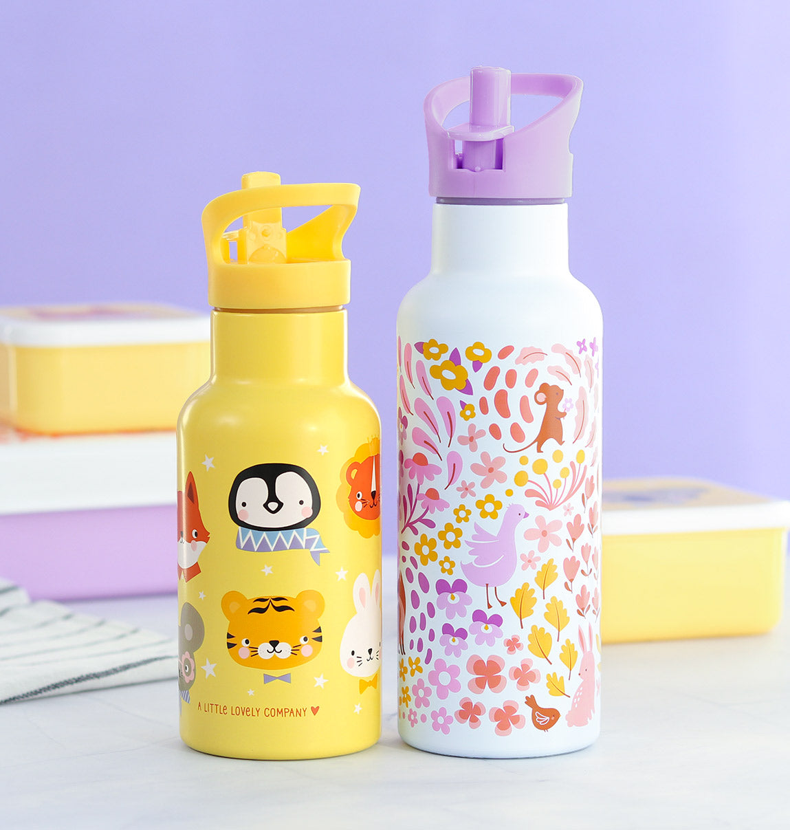 Stainless steel drink bottle: Animal friends