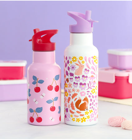 Stainless steel drink bottle: Cherries