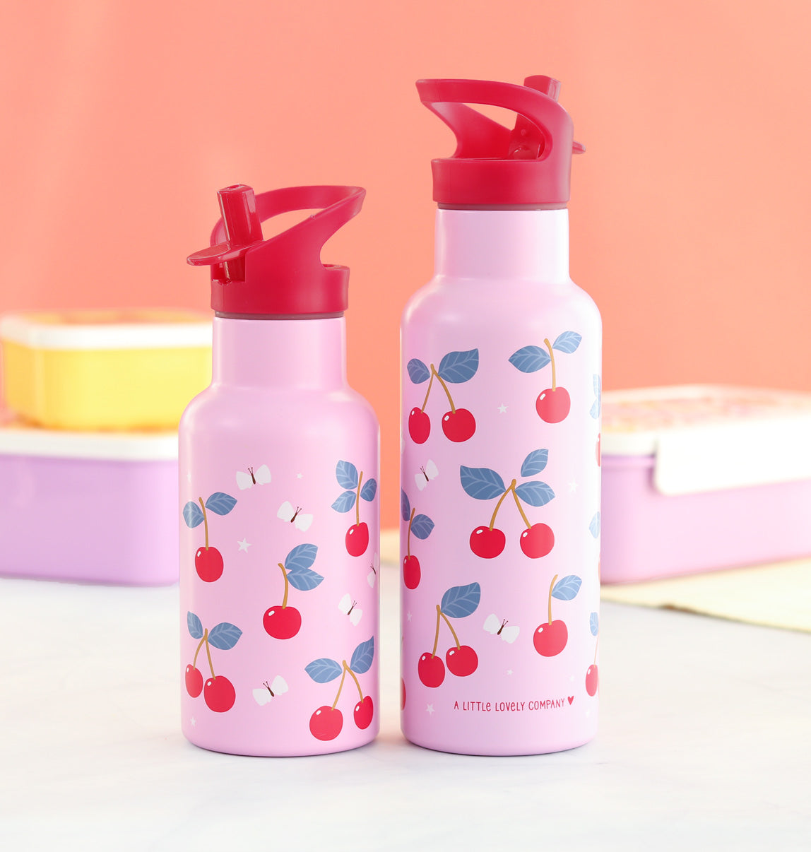 Lid, straw & brush set: Cherries