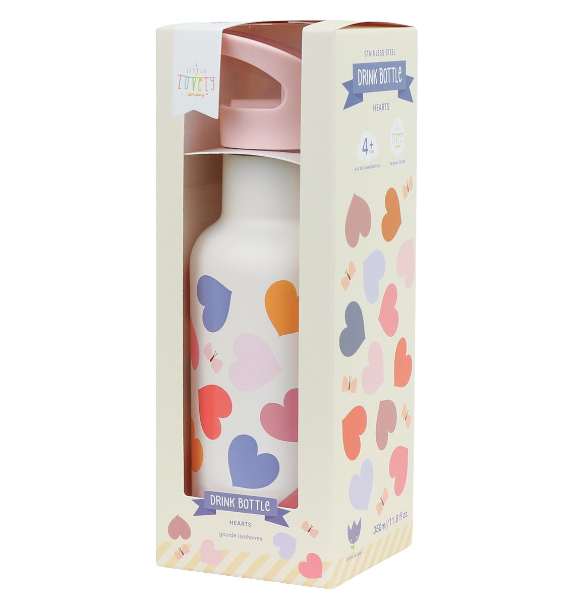 Stainless steel drink bottle: Hearts
