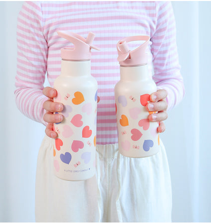 Stainless steel drink bottle: Hearts