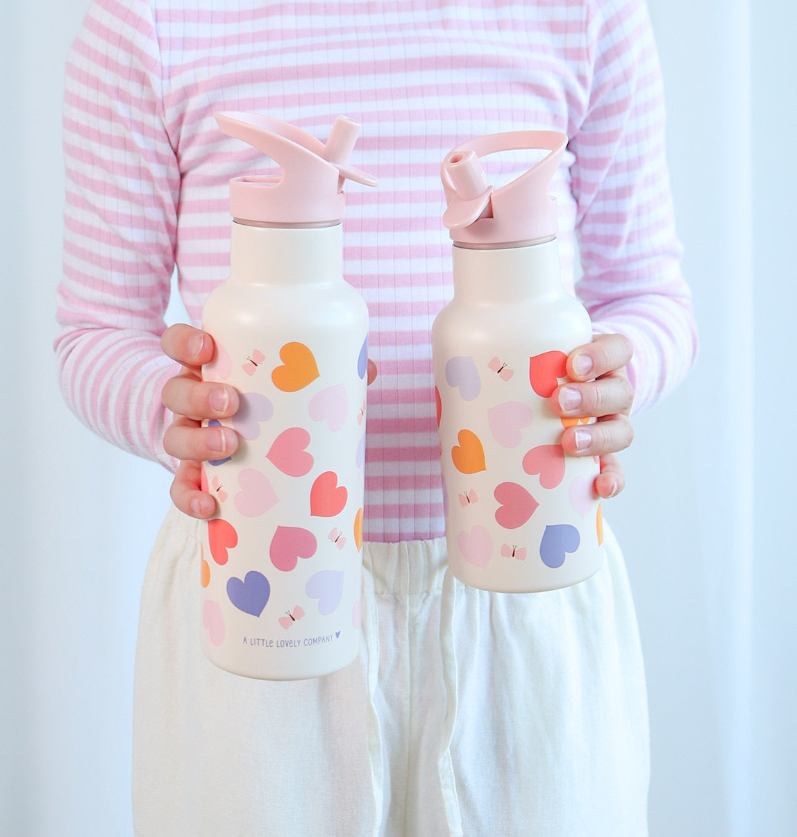 Stainless steel drink bottle: Hearts
