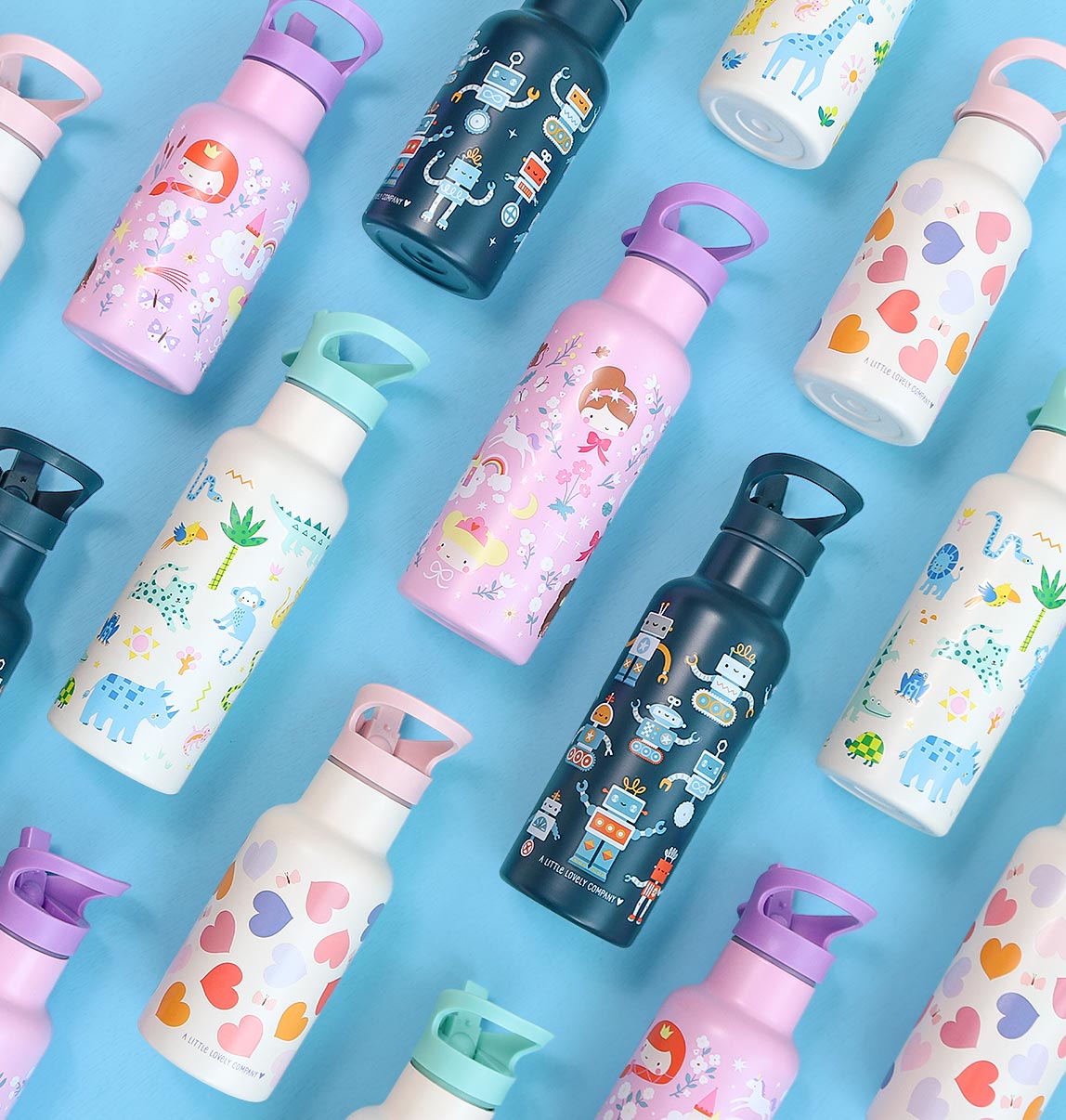 Stainless steel drink bottle: Hearts