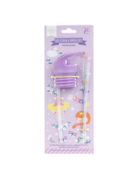 Lid, straw & brush set: Princesses