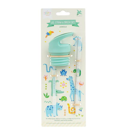 Lid, straw & brush set: Jungle