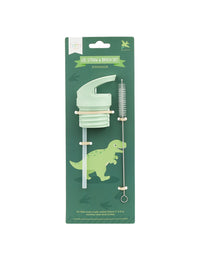 Lid, straw & brush set: Dinosaur