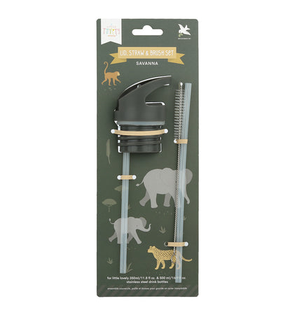 Lid, straw & brush set: Savanna
