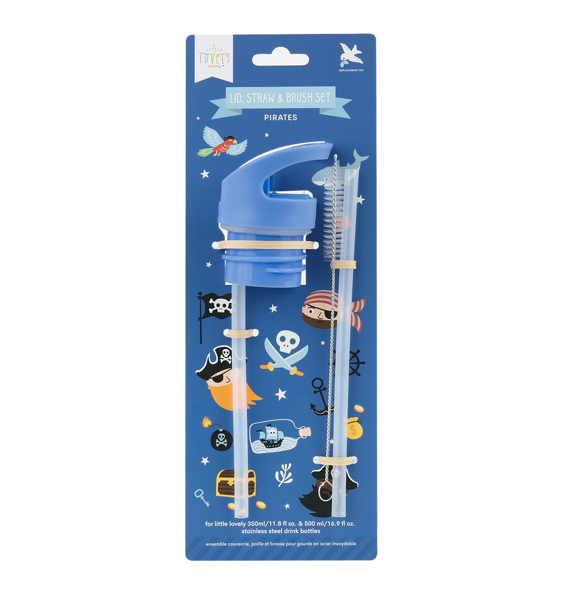 Lid, straw & brush set: Pirates