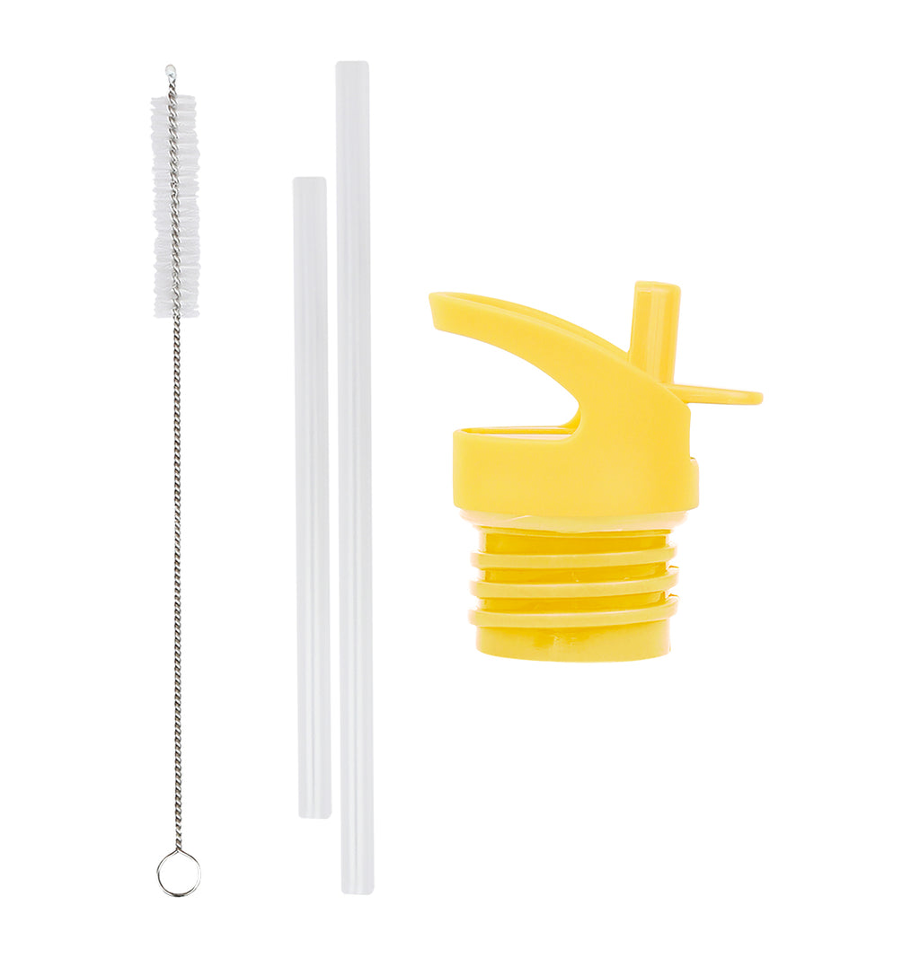 Lid, straw & brush set: Animal friends
