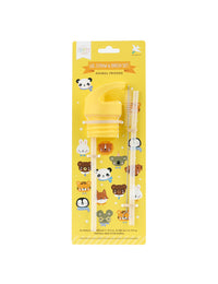 Lid, straw & brush set: Animal friends