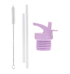 Lid, straw & brush set: Flower garden