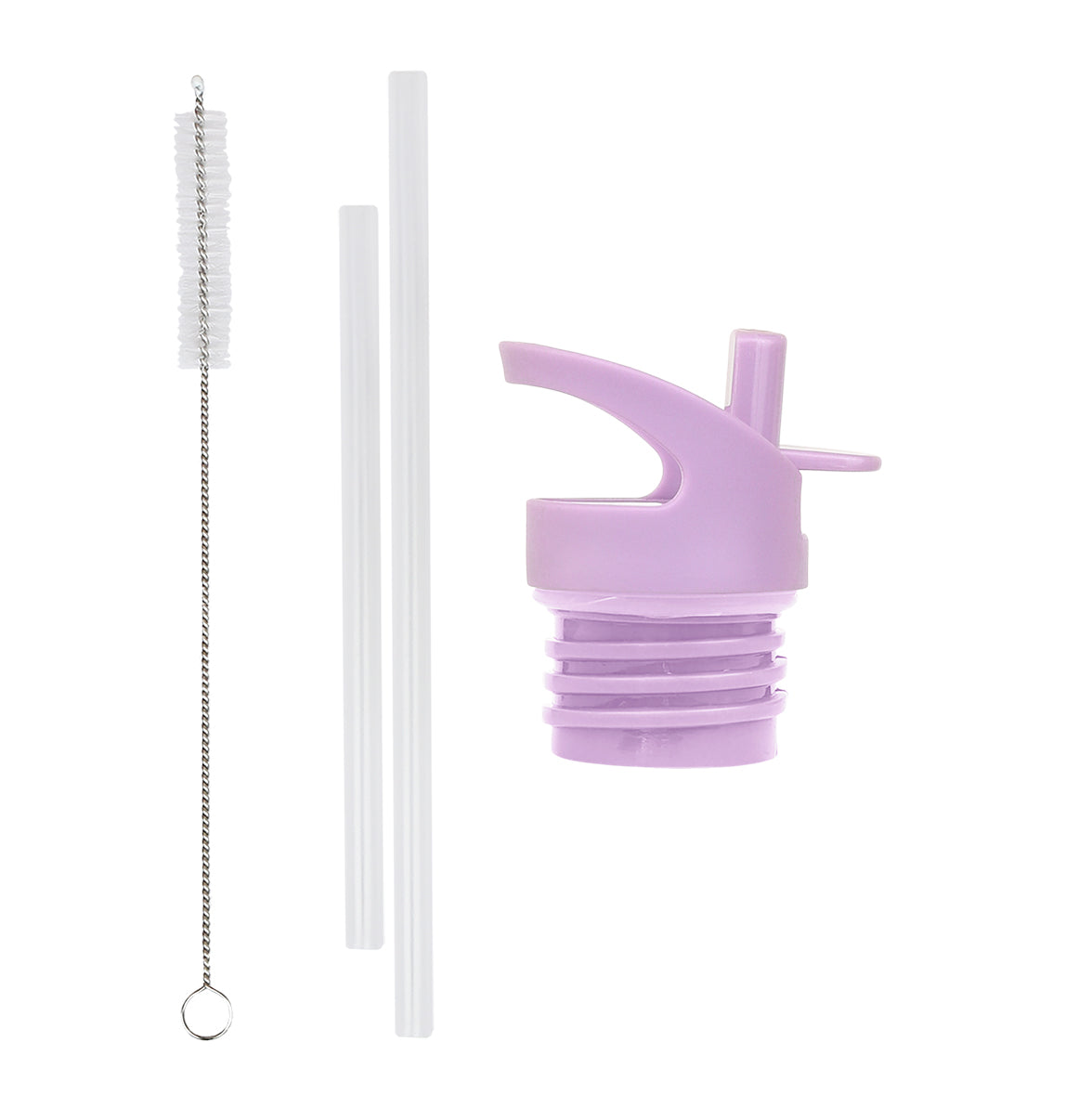 Lid, straw & brush set: Flower garden