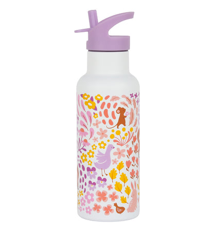 XL stainless steel drink bottle: Flower garden 