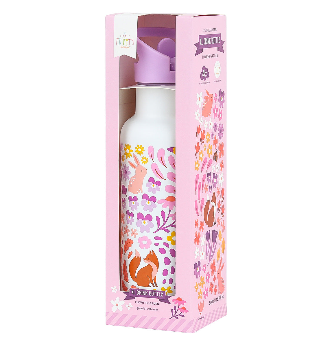 Stainless steel drink bottle: Flower garden 