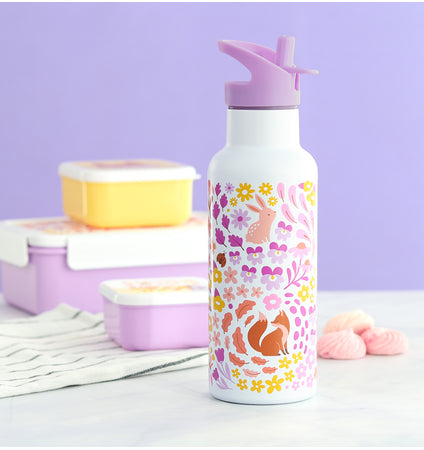 XL stainless steel drink bottle: Flower garden 