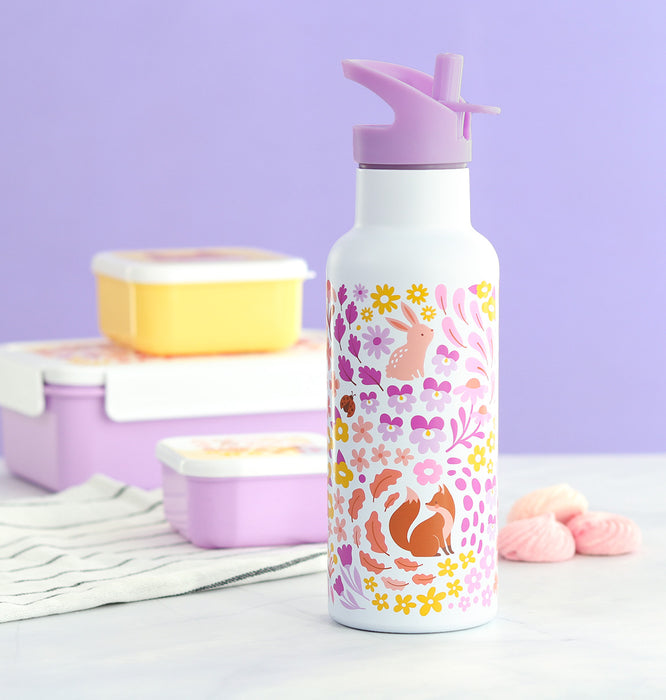 XL stainless steel drink bottle: Flower garden 