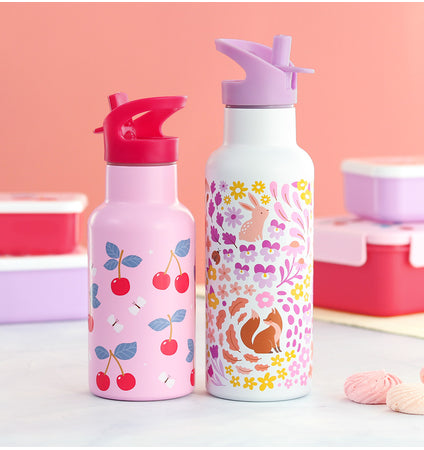 XL stainless steel drink bottle: Flower garden 