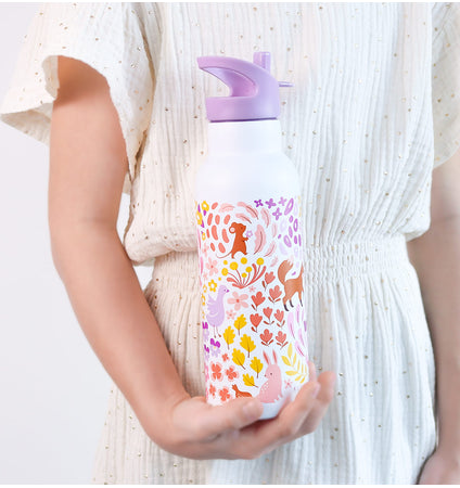XL stainless steel drink bottle: Flower garden 