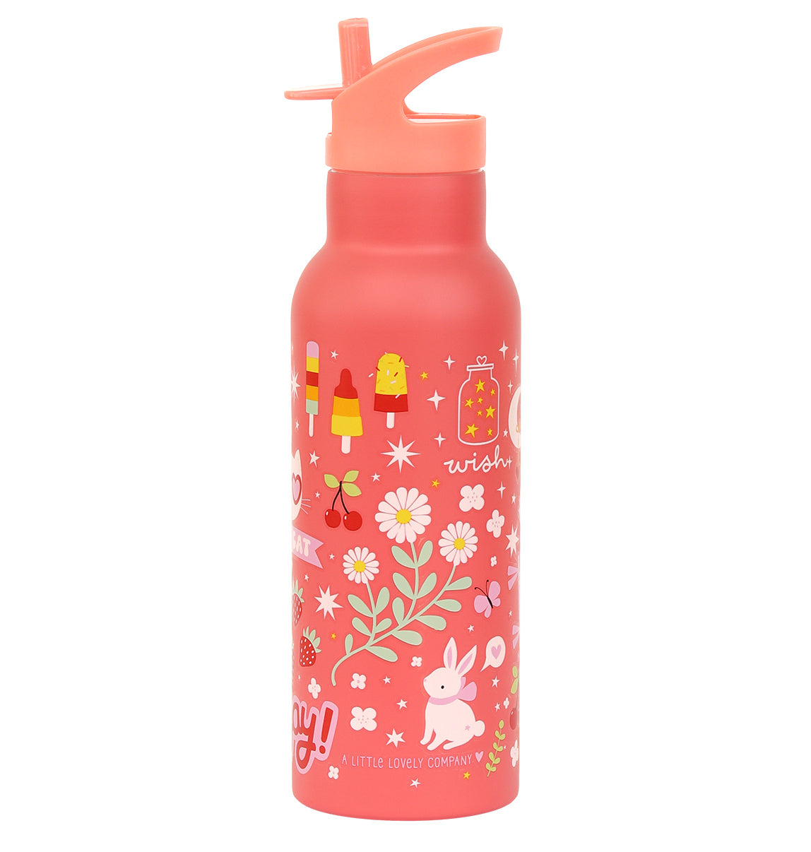 drinkfles rvs in rood met lieflijke opdruk